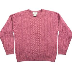 Talbots Petites Wool Cable Knit Sweater Pullover Pink Shetland Sz 8‎ Gorpcore